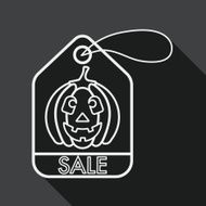 Halloween SALE flat icon with long shadow line N2