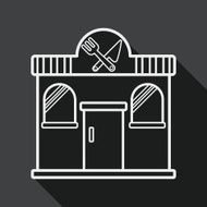 Building restaurant flat icon with long shadow line N2