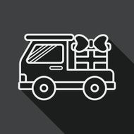shopping cart flat icon with long shadow line