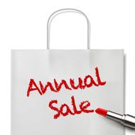 annual sale words written by red lipstick