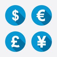 Dollar Euro Pound and Yen currency icons N12