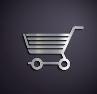 Flat metallic logo shopping cart