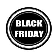 Black friday white stamp text on black