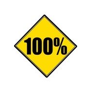 100 percent black stamp text on yellow