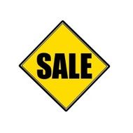 SALE black stamp text on yellow