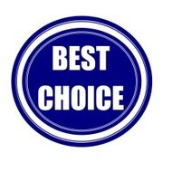 BEST CHOICE white stamp text on blueblack