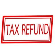 Tax refund red stamp text on white