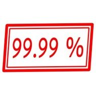 99 99 percent red stamp text on white