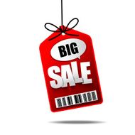 Big Sale text with hanging tag banner label