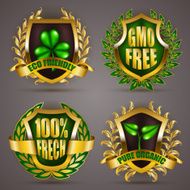 Golden badges with laurel wreath N7
