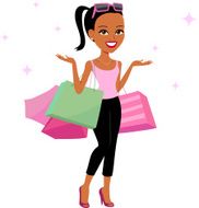 Black Woman Shopping and Holding Retail Gift Bags