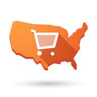 USA map icon with a shopping cart