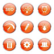 SEO Internet Sign Orange Vector Button Icon Design Set 8 N3