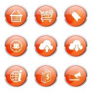 SEO Internet Sign Orange Vector Button Icon Design Set 7 N4