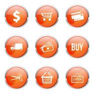 Shopping Sign Orange Vector Button Icon Design Set N4