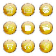 Shopping Sign Yellow Vector Button Icon Design Set 2 N2