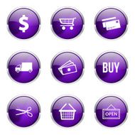 Shopping Sign Violet Vector Button Icon Design Set N5