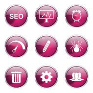 SEO Internet Sign Pink Vector Button Icon Design Set 8 N5