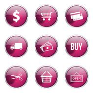 Shopping Sign Pink Vector Button Icon Design Set N5