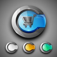 Glossy 3D web 2 0 shopping cart symbol icon set