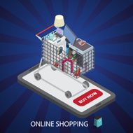 Shopping trolley with cloud of different household appliances g
