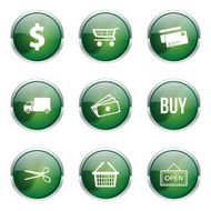Shopping Sign Green Vector Button Icon Design Set N5