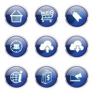 SEO Internet Sign Blue Vector Button Icon Design Set 7 N5