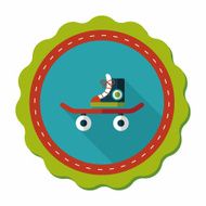 Skateboard flat icon with long shadow N5