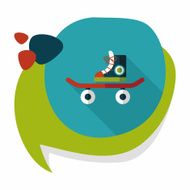 Skateboard flat icon with long shadow N9