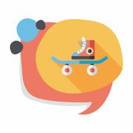 Skateboard flat icon with long shadow N10