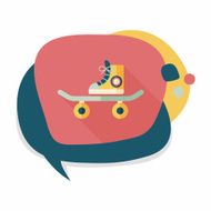 Skateboard flat icon with long shadow N12