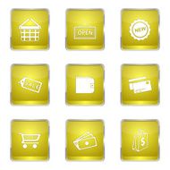 Shopping Sign Square Vector Yellow Icon Design Set 2 N5