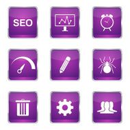 SEO Internet Sign Square Vector Violet Icon Design Set 8 N5