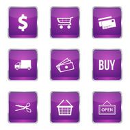 Shopping Sign Square Vector Violet Icon Design Set N5
