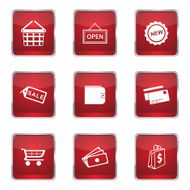 Shopping Sign Square Vector Red Icon Design Set 2 N5