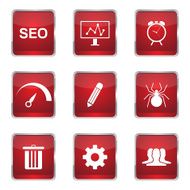 SEO Internet Sign Square Vector Red Icon Design Set 8 N5