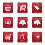 SEO Internet Sign Square Vector Red Icon Design Set 7 N4