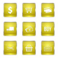 Shopping Sign Square Vector Yellow Icon Design Set N5