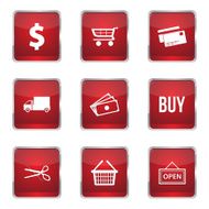 Shopping Sign Square Vector Red Icon Design Set N5