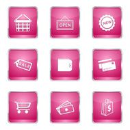 Shopping Sign Square Vector Pink Icon Design Set 2 N5