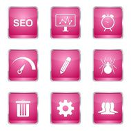 SEO Internet Sign Square Vector Pink Icon Design Set 8 N4