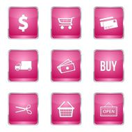 Shopping Sign Square Vector Pink Icon Design Set N5