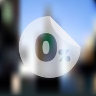 Sale discount zero percent button on blurred background