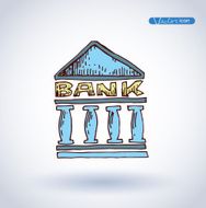 Bank icon hand drawn illustration N4