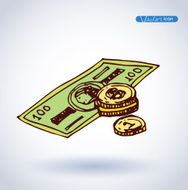 Money icon hand drawn illustration
