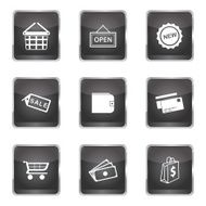 Shopping Sign Square Vector Black Button Icon Design Set 2 N5
