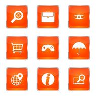 SEO Internet Sign Square Vector Orange Icon Design Set 10 N5