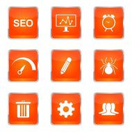 SEO Internet Sign Square Vector Orange Icon Design Set 8 N5