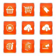 SEO Internet Sign Square Vector Orange Icon Design Set 7 N5