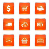 Shopping Sign Square Vector Orange Icon Design Set N5
